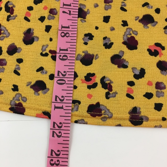 Melloday Mustard Ruffle Sleeve Scoop Neck Animal Print Sleeve Bohemian Blouse M - Picture 8 of 8